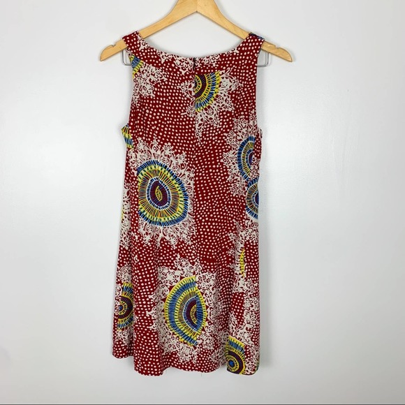 Nanette Lepore Sleeveless Red Geometric Patterned Swing Mini Dress Size 4 - Picture 6 of 13